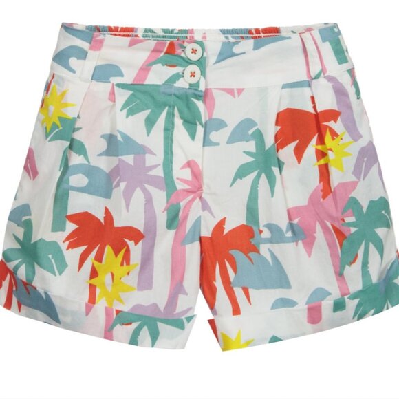 NWT Stella McCartney Kids Rainbow Palm Trees Cuffed Cotton Shorts - Picture 1 of 2